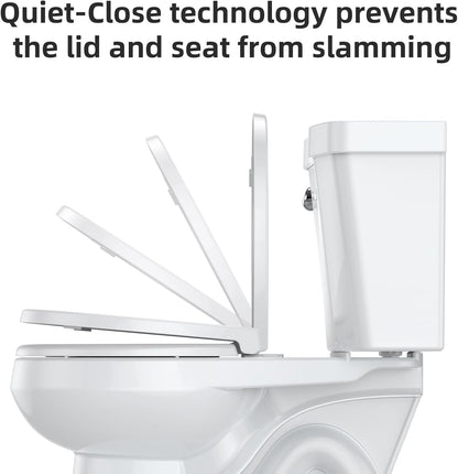 Homfan Elongated Soft-Close Toilet Seat with Built-in Toddler Potty Training Seat – Easy Installation, Durable & Quiet Close, Fits Adult & Child, Includes Quick-Detach Hinges