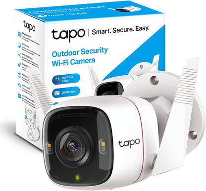 TP-Link Tapo 2K HD Security Camera Outdoor Wired, Built-in Siren, Night Vision, IP66 Weatherproof, Motion/Person Detection, Works w/Alexa & Google Home, Cloud/SD Card Storage, 2-Way Audio,White