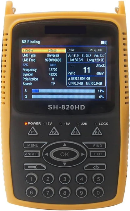 SH-820HD 3.5inch Combo Satfinder Satellite Finder Meter H.265 HEVC DVB-S/S2/T/T2/C/CCTV HD Digital Signal Finder Meter(S2)