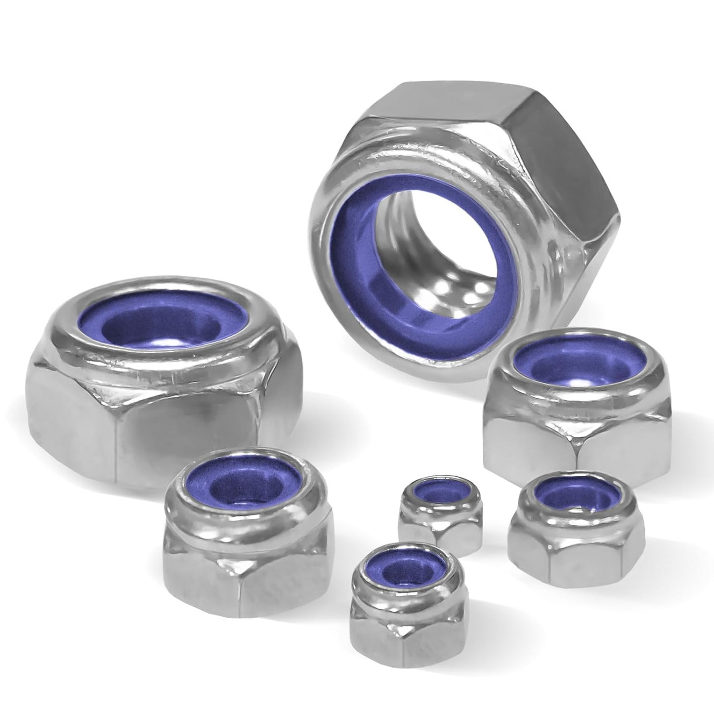 Vifmy 110 Pack 1/4"-20 Inch Lock Nuts,304 (A2-70) Stainless Steel Nylon Insert Locknuts,Standard Inch Thread Nylock Nuts for Bolts