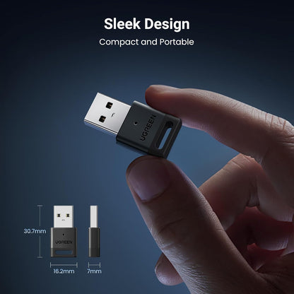 UGREEN Bluetooth 5.3 Adapter USB Bluetooth Dongle for PC Plug and Play for Windows 11 10 8.1 for Wireless Keyboard Mouse Headphone Speaker
