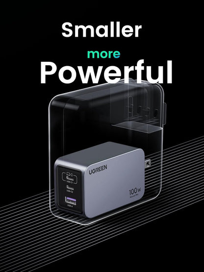 UGREEN Nexode Pro 100W USB C Charger, 3-Port GaN Charger Block PPS Fast Charger for MacBook Pro/Air, Pixelbook, Dell XPS, iPad Pro, iPhone 15 Pro 14, Galaxy S24 Note20, Pixel, Steam Deck and More