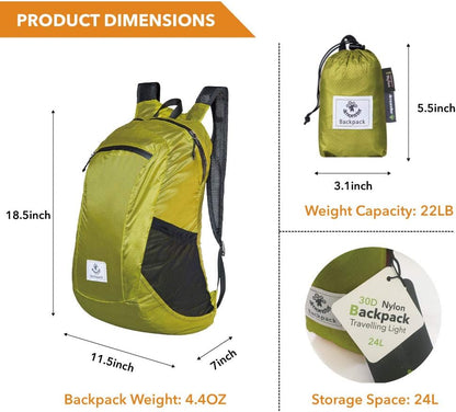 4Monster Hiking Daypack,Water Resistant Lightweight Packable Backpack for Travel Camping Outdoor