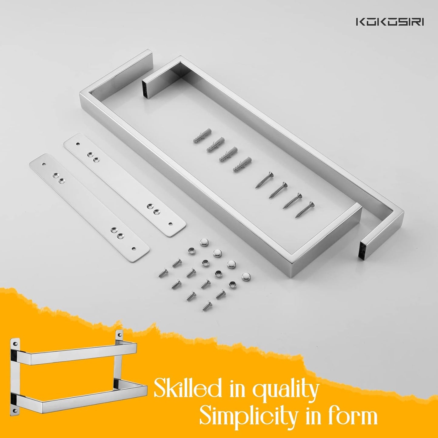 KOKOSIRI Towel Bars Black Bath Towel Holders 20 Inches Bathroom 2-Tiers Ladder Towel Rails Wall Mounted Towels Shelves Rack Stainless Steel, B5008BK-L20