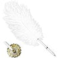 Hemobllo Fancy Pen: Creative Natural Ostrich Quill Pen with Gold Holder Base for Wedding Engagement Party, Guest, Office, Signing - Black Ink - PuriLite