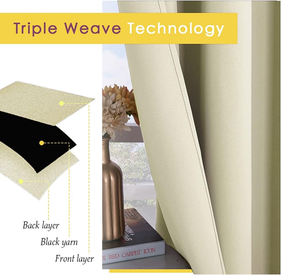 NICETOWN Blackout Curtains 2 Panels for Bedroom- Thermal Insulated Grommet Blackout Curtains 63 Inches Long for Living Room/Kitchen Rideaux occultants (2 Panels, W42 x L63 -Inch,Grey)