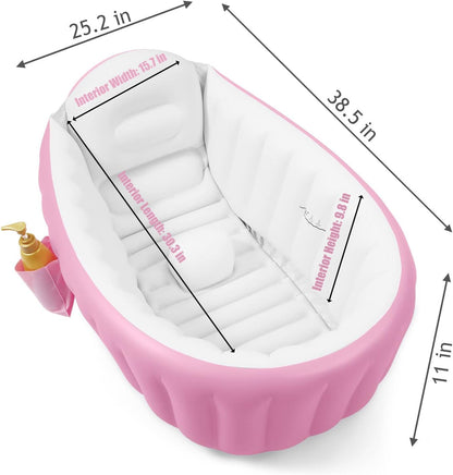 PandaEar Inflatable Baby Bathtub, Portable Travel Baby Bath Tub Toddler Bathtub with Air Pump, Foldable Non-Slip Shower Basin Mini Air Swimming Pool for Newborn (Blue)