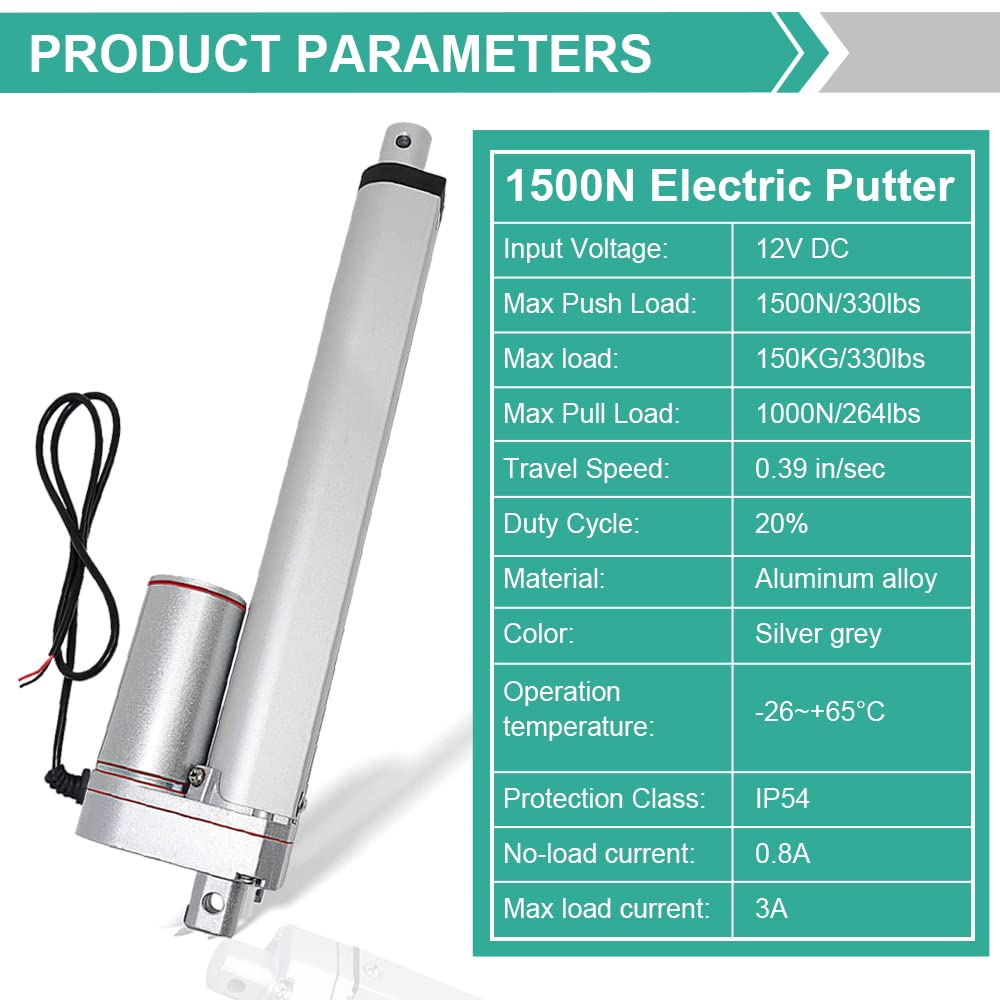 ECO-WORTHY Heavy Duty 330lbs Solar Tracker Linear Actuator Multi-Function (12V, 14")