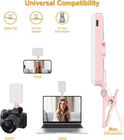 Anautin Selfie Light, 60 LED 2200mAh Rechargeable Clip Fill Video Light (Black)