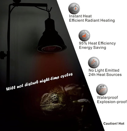 Deep Heat Projector Reptile Heat Lamp Bulb (160W, PAR38), Basking Light for Bearded Dragon & Leopard Gecko, Carbon Infrared Heater for Amphibian Pet