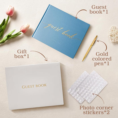 Wedding Guest Book,10 * 8in Guest Book for Wedding Receptions, Baby Shower, Funeral, Birthdays, and Celebration Events, 100Pages Polaroid Guest Book Wedding Decorations 2 Stickers and a Pen