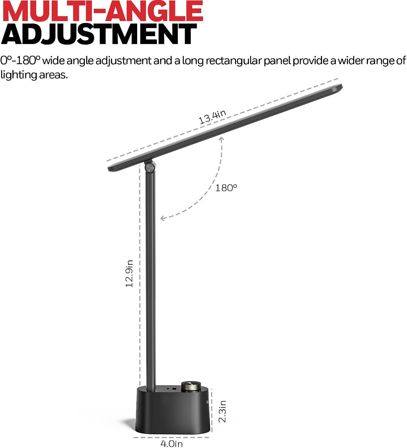 Honeywell HWT-H01 LED Desk Lamp, Foldable & Stepless Dimmable, Black