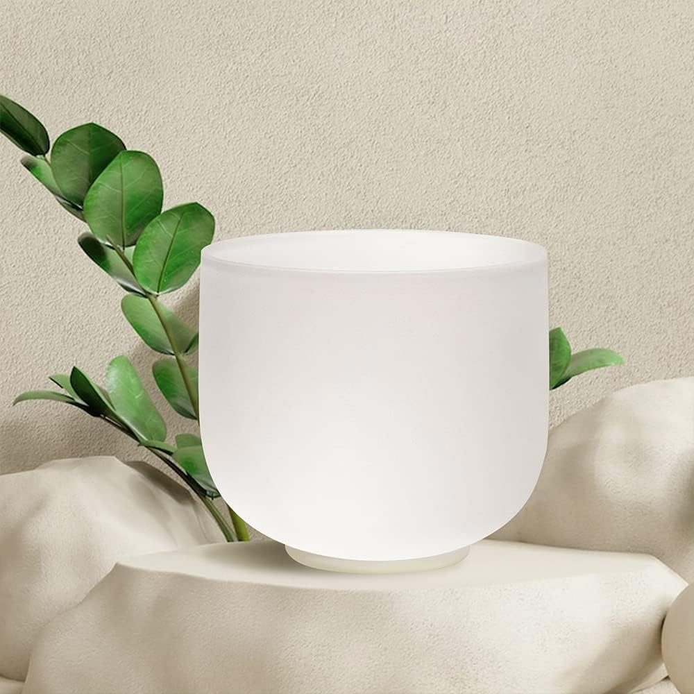 TOPFUND F Note Crystal Singing Bowl Heart Chakra 8 inch with Heavy Duty Carrying Case and Suede Striker