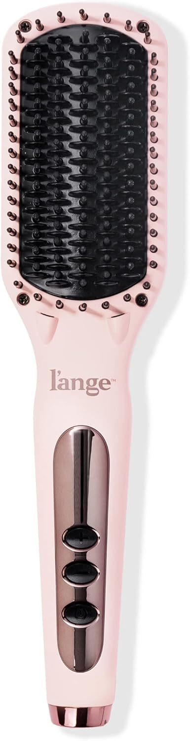 L'ANGE HAIR Le Vite Hair Straightener Brush | Heated Hair Straightening Brush Flat Iron for Smooth, Anti Frizz Hair | Dual-Voltage Electric Hair Brush Straightener | Hot Brush for Styling (Blush)