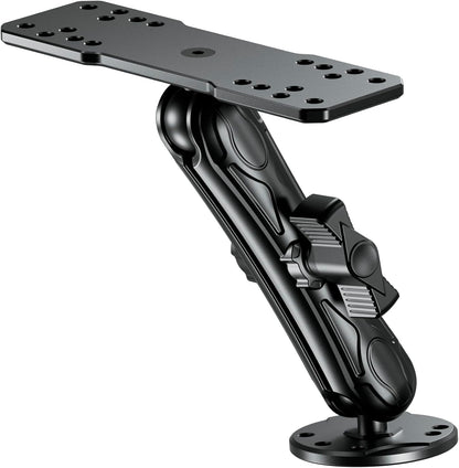 VAZESWIN Aluminum Alloy Fish Finder Mount with B Size 1" Ball Rectangle Plate & Round Base, 5.9" Long Arm Marine Electronic Mount Compatible with Garmin, Lowrance, Humminbird, Raymarine and More