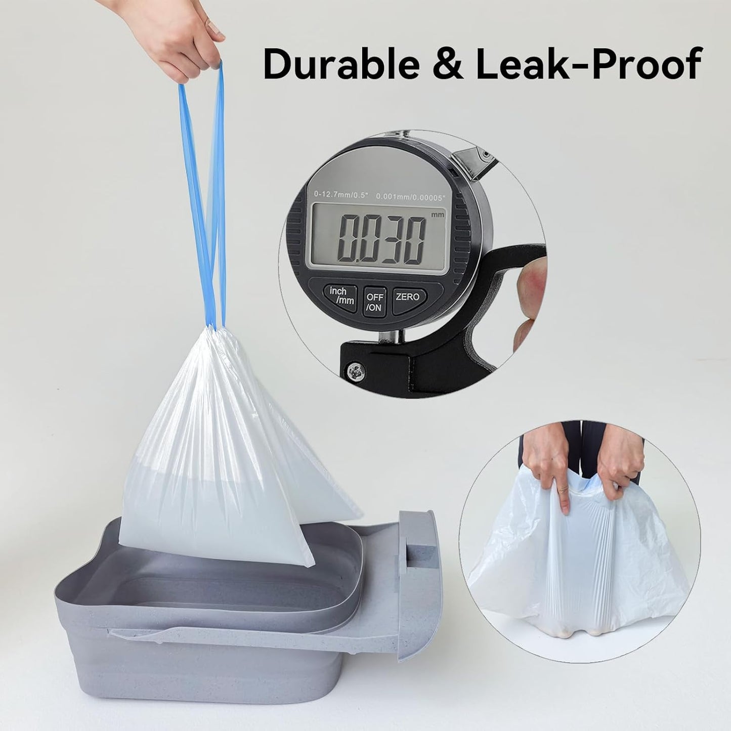 60 Count Heavy Duty Cat Litter Box Bags - Compatible with Neakasa M1 and PetPivot AutoScooper 11 Open-Top Self-Cleaning Litter Box,3 Mil Thickness,Leak-Proof Drawstring Trash Bags,27" x 13"