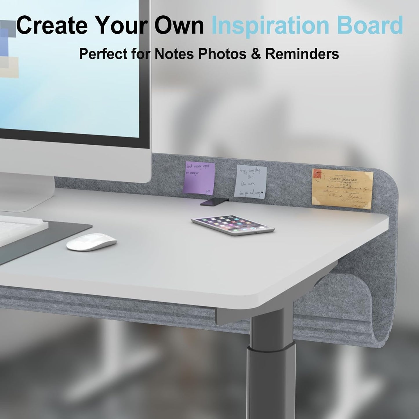 Under Desk Cable Management Tray, 47.2" Felt Cord Organizer with No Drill Clamp or Screw Mount, Hidden Wire Management for Power Strips & Cables, Cable Tray Under Desk for Home Office