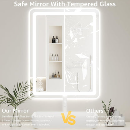 Lmsedf 24" x 32"Rectangle LED Bathroom Mirror with Lights, Backlit & Front Lighted, Wall-Mounted Vanity Mirror 3000K/4000K/6000K, Memory Functions, Anti-Fog, Dimmable Smart Mirror