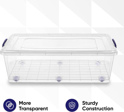 Superio Storage Bins with Lids- 3 Pack, 1.85 Qt Clear Boxes for Organizing, Stackable Plastic Containers- BPA Free, Non-Toxic, Odor Free, Organizer for Home, Office, Dorm