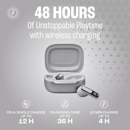 JBL Live Beam 3 - True Wireless Noise-Cancelling Closed-Stick Earbuds, 48Hrs Total Playback, Wireless Charging, 6 Mics for Perfect Calls, Multi-Point Connection, IP55 Waterproof and dustproof