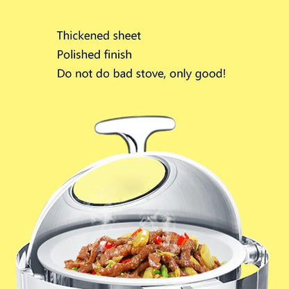 Buffetr & Heater - Catering Buffet Food Warm Tray, Dining Food Pot, Kitchenware New Stainless Steel Double Hot Pot, for Event Catering Banquets,Steel Cover - Single-6L,Steel Cover-Double