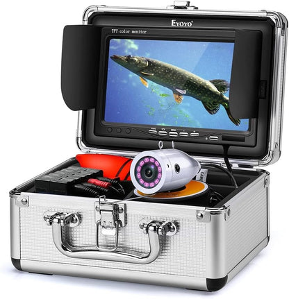 Eyoyo Fishing Camera Video Fish Finder 7 inch LCD Monitor 1000TVL Camera 12pcs IR Lights DVR+8GB with 30m Cable for Ice Lake Boat Fishing