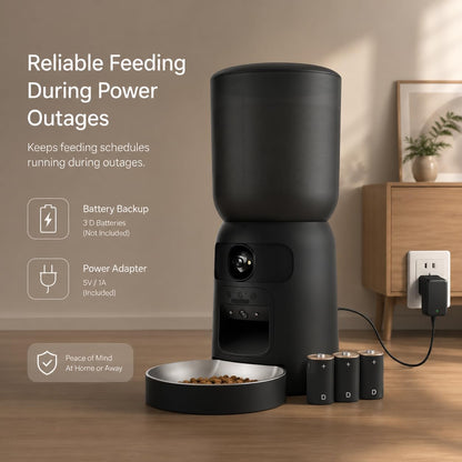 Automatic Cat Feeder with Camera, 2K WiFi App-Controlled Pet Feeder