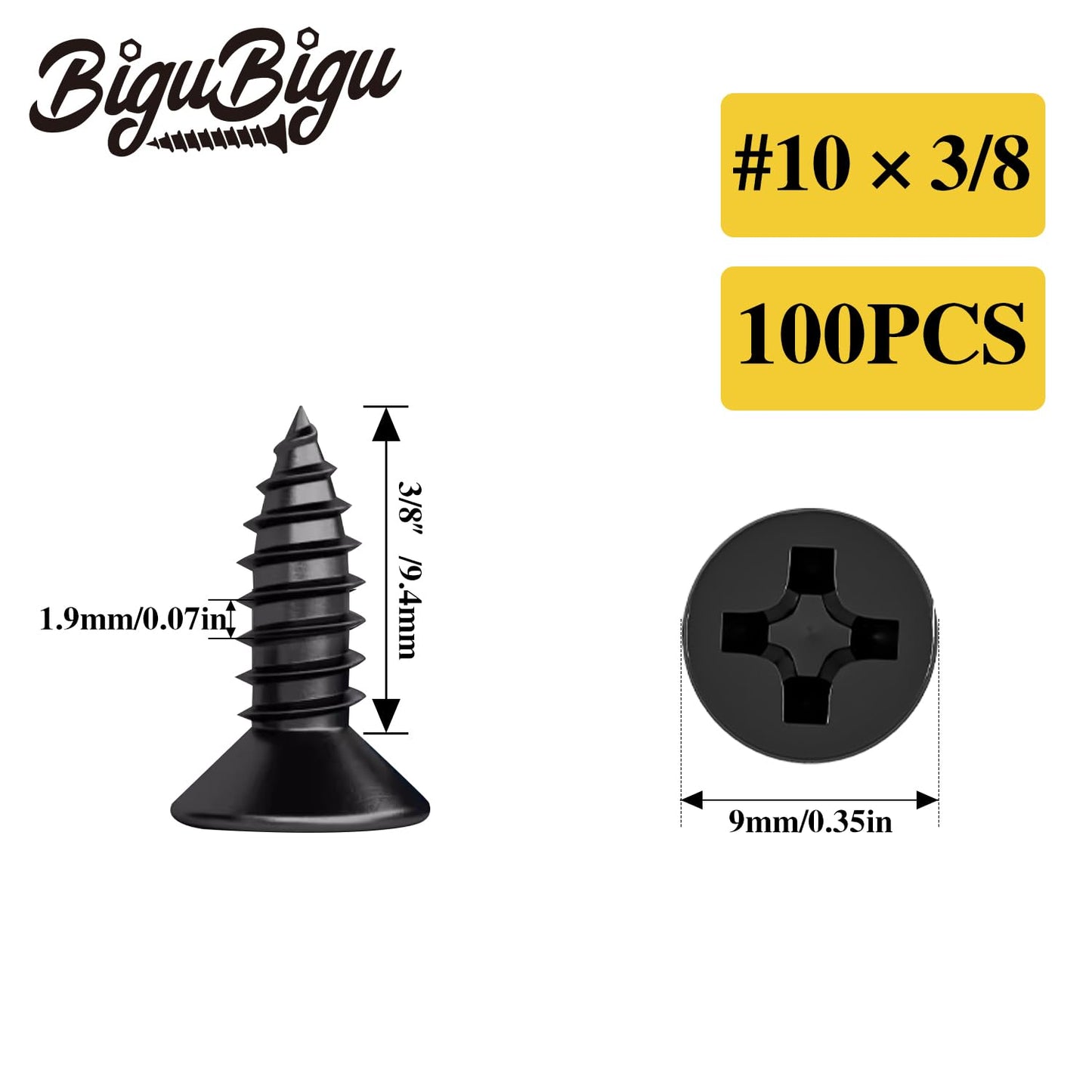 #4 * 2" Wood Screws, Flat Head Phillips Black Stainless Steel, 100Pcs Corrosion Resistant for Wood, Drywall Applications, and Outdoor Use