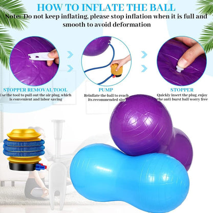Peanut Yoga Ball, Peanut Sports Ball, Peanut Shaped Ball, Fitness Ball with Air Pump, Anti Explosion Thick PVC Peanut Sports Ball, Suitable for Home Fitness, Labor Delivery