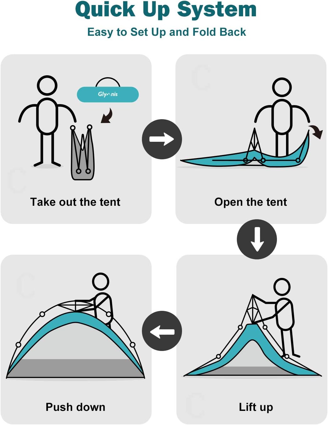 Glymnis Beach Tent Pop Up Beach Tent XL 4-6 Person Easy Setup Portable Sun Shelter UPF 50+ Sun Shade Tent with Carry Bag for Beach Garden Picnic