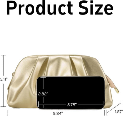 Purilite Select | Dressy Pleated Clutch Purse | Soft PU Vegan Leather Evening Bag | Elegant Formal Handbag for Wedding, Prom & Cocktail Party