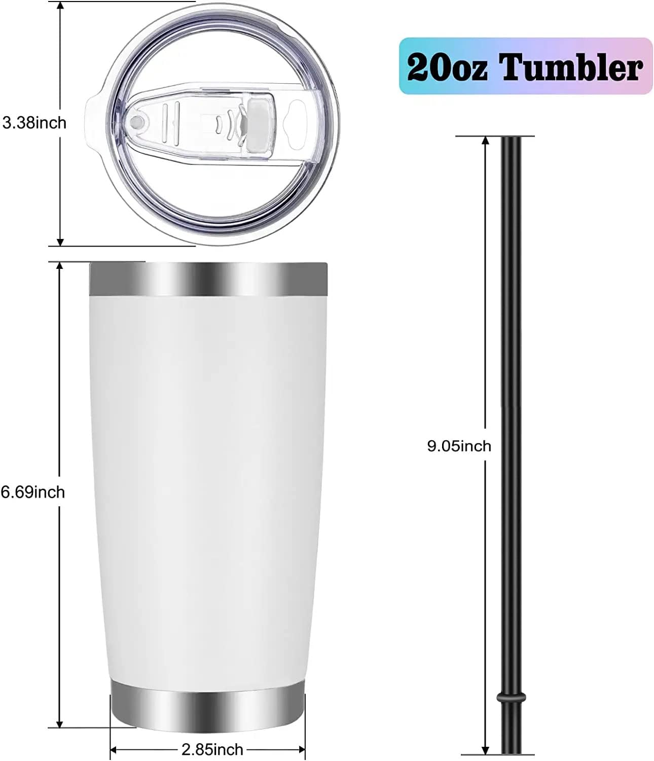 VEGOND 20oz Tumbler with Lid and Straw Stainless Steel Tumbler Cup Bulk Vacuum Insulated Double Wall Travel Coffee Mug Powder Coated Coffee Cup (Bluish Violet 6 Pack)