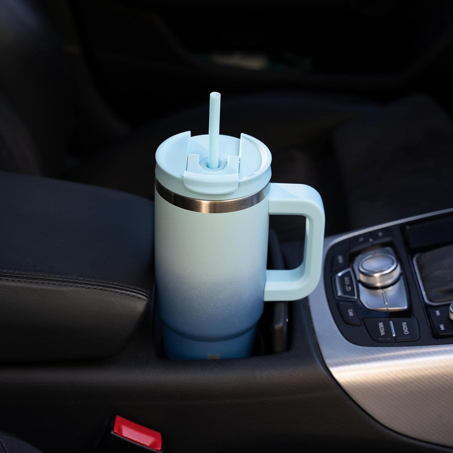 BJPKPK Tumbler with Handle and Straw 30oz Insulated Tumbler Cups with Lid Stainless Steel Travel Coffee Mug,Indigo Black