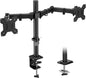 BONTEC Dual Monitor Arm for 13-32 inch LCD LED PC Screens, Height Adjustable 360° Rotation, 90° Tilt and Swivel, 22 lb per Arm, Desk Clamp or Grommet Mount, Cable Management,Black