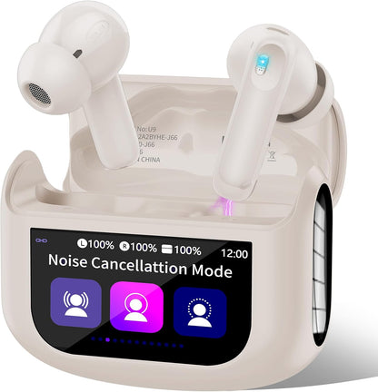 Wireless Earbuds, Bluetooth 5.4 Ear Buds with Multifunctional Touch Screen, 48H HiFi Stereo Headphones, ANC/ENC Noise Cancelling Mic, IPX7 Bluetooth Earbuds with 5 EQ Modes, in Ear Earphones, Black