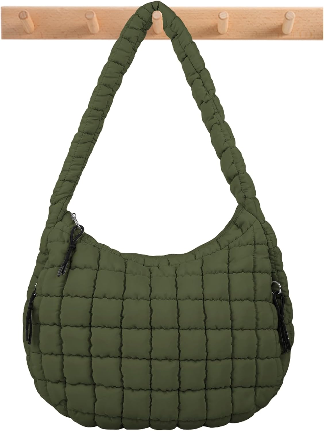 Quilted Puffer Tote Bag Large Crossbody Shoulder Bag with Zipper, Nylon Hobo Oversized Handbag