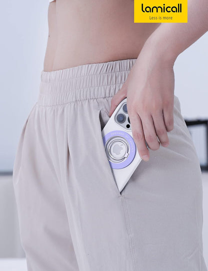 Magnetic Phone Ring Holder for Magsafe - Lamicall 【Wireless Charger Friendly】 Grip Stand, Phone Ring Stand for Magsafe Accessories, Violet