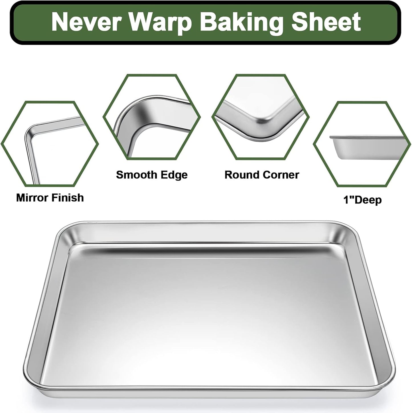 EWFEN Baking Set: Stainless Steel & Silicone Mat Set, 3 Sizes (13x18, 12x17, 9x13 inches), Multi-size Set with Versatile Use