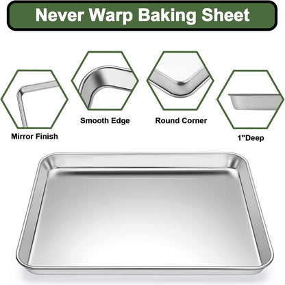 EWFEN Baking Set: Stainless Steel & Silicone Mat Set, 3 Sizes (13x18, 12x17, 9x13 inches), Multi-size Set with Versatile Use