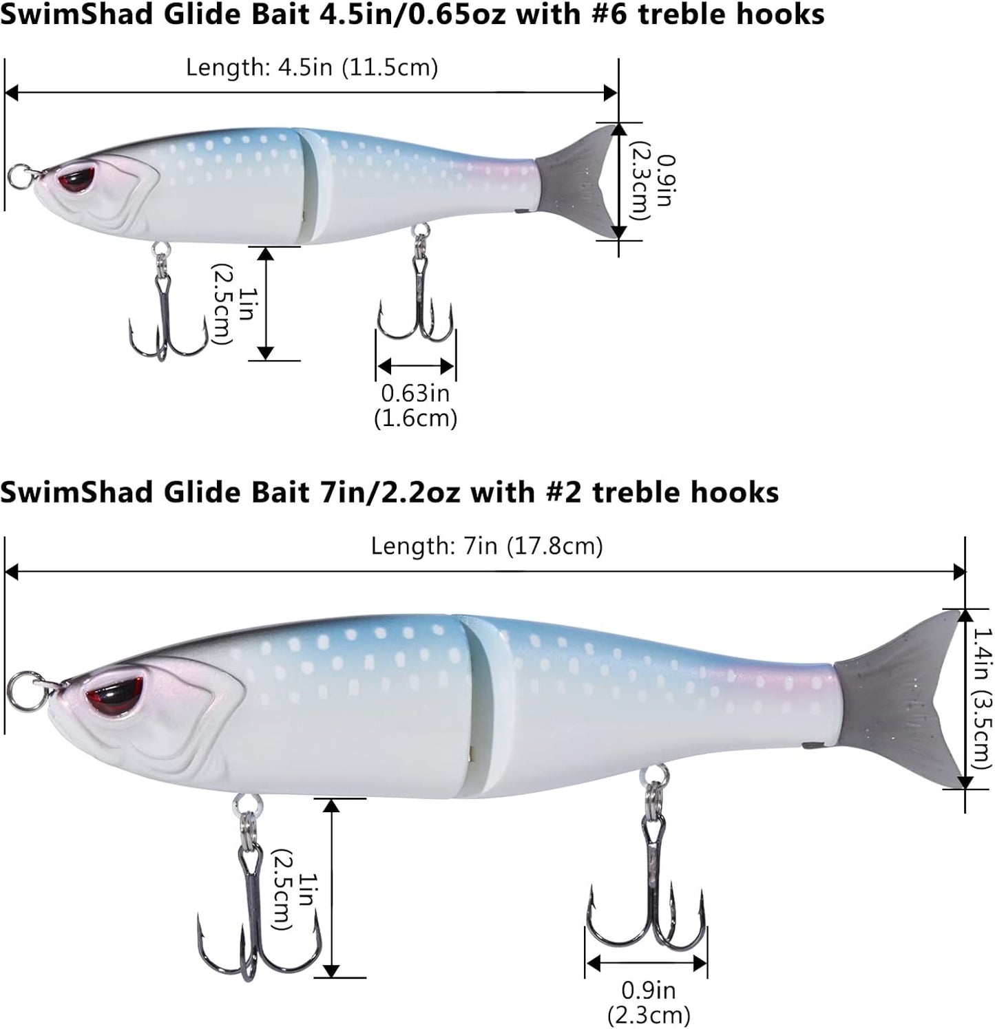 Bassdash SwimShad Glide Baits Jointed Swimbait Bass Pike Salmon Trout Muskie Fishing Lure