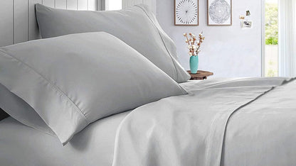 Linen Sheets 100% Egyptian Cotton- Twin-XL Sheet Set 4 Piece- 1000 Thread Count- Fits Upto 18" Deep Pocket- Long Staple Cotton Bedding, Sateen Weave-Light Blue Solid