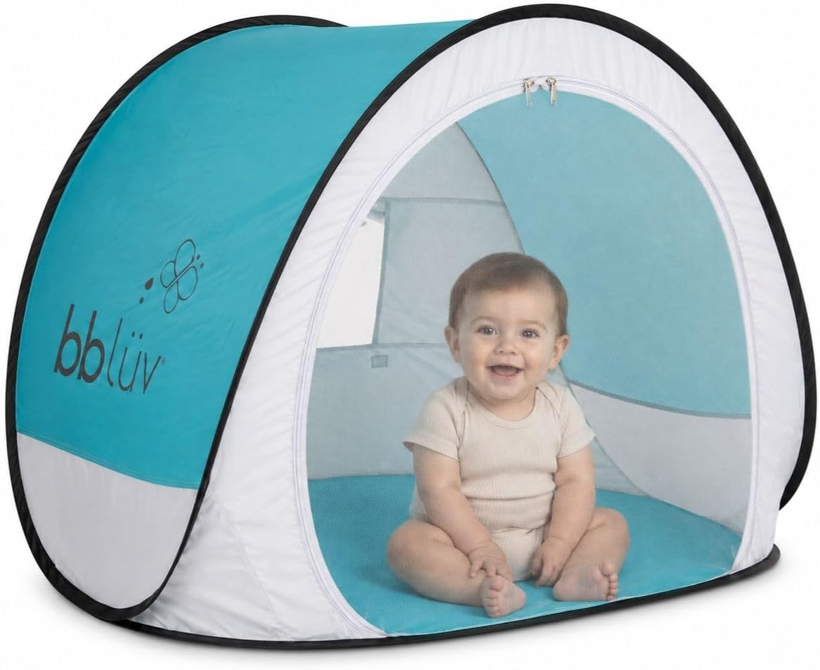 bblüv Sunkitö Pop Up Baby Play Tent and Canopy Sun Shelter with SPF 50 + Mosquito Net, Perfect for Infant at The Beach, Park, Camping or Playroom, Folds Flat for Easy Travel, Carry Bag Included