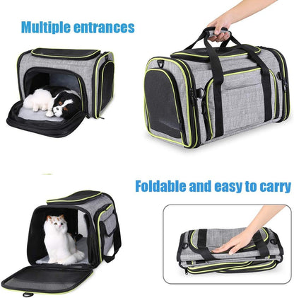 Expandable Cat Carrier, Airline Approved Soft Sided Travel Cat Carrier Bag,Soft Sided Collapsible Pet Dogs Travel Carrier Bag