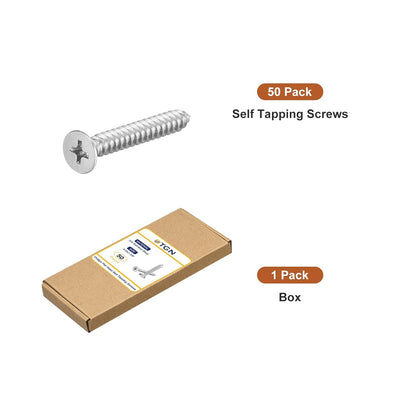 DTGN 100Pcs #8x1 Flat Head Wood Screws, 304 Stainless Steel Phillips Self Tapping Screws - Good for Woodworking, Furniture - Silver