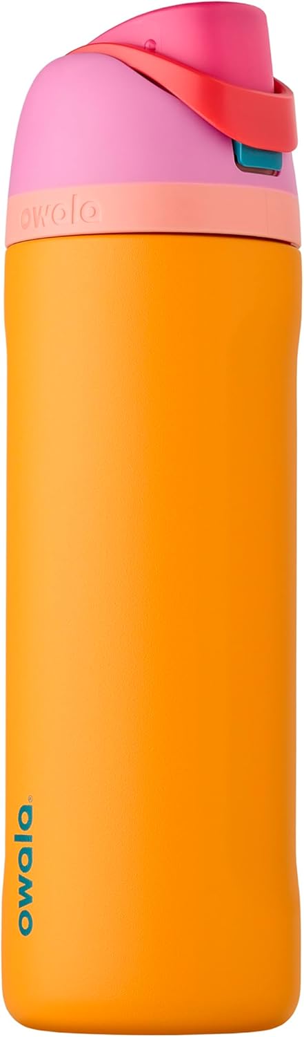 Owala FreeSip Insulated Stainless Steel Water Bottle with Straw for Sports and Travel, BPA-Free, 24-oz, Very, Very Dark