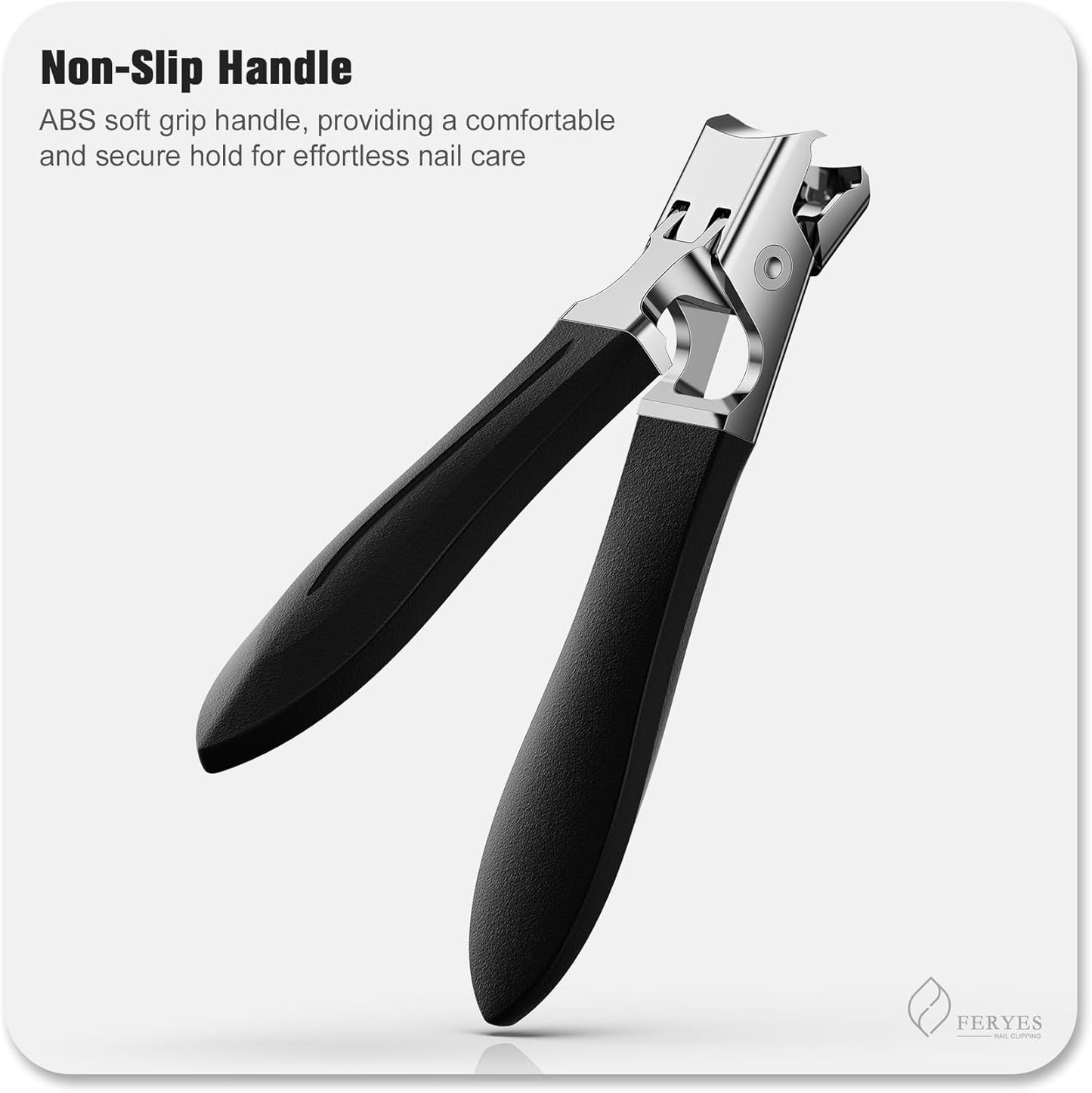 FERYES Nail Clippers for Thick Nails with Catcher, Soft Grip Rubber Handle Fingernail Clippers for Effortless Nail Care, Precision & Powerful Thick Nail Cutter for Senior, Men and Women