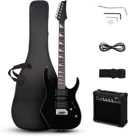 Ktaxon 39" Electric Guitar with 20Watt Amp, Full Size 170 Model Starter Guitar Kit for Beginners & Professionals W/Bag, Shoulder Strap, Wrench Tool, Plectrum - Black