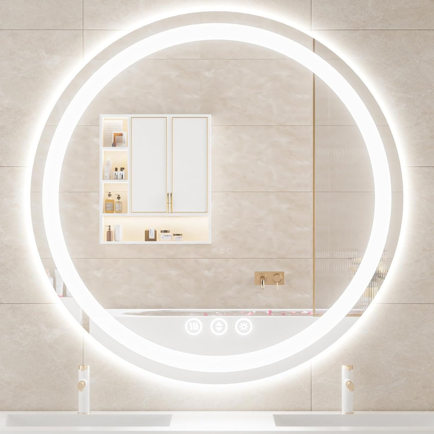 Lmsedf 24" x 32"Rectangle LED Bathroom Mirror with Lights, Backlit & Front Lighted, Wall-Mounted Vanity Mirror 3000K/4000K/6000K, Memory Functions, Anti-Fog, Dimmable Smart Mirror