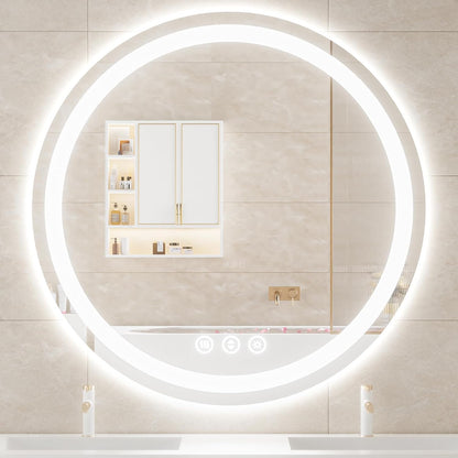 Lmsedf 24" x 32"Rectangle LED Bathroom Mirror with Lights, Backlit & Front Lighted, Wall-Mounted Vanity Mirror 3000K/4000K/6000K, Memory Functions, Anti-Fog, Dimmable Smart Mirror