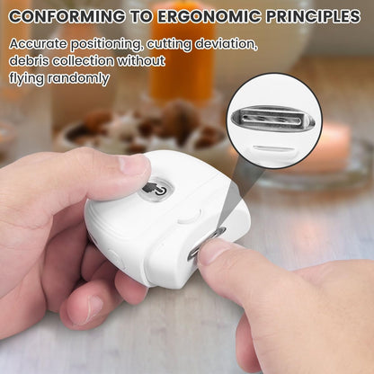 Electric Automatic Nail Clipper Automatic Fingernail Cutter with Nail Scraps Storage 300mAh USB Rechargeable Safety Fingernail Trimmer with LED Light Electric Fingernail Cutter Nail Scissors for Baby Kids Adult (White)